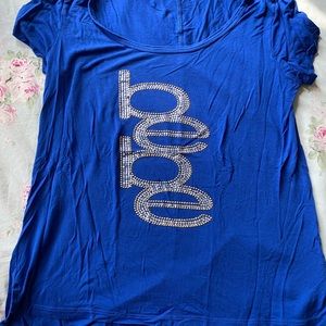Bebe womens blue short sleeve fashion top
